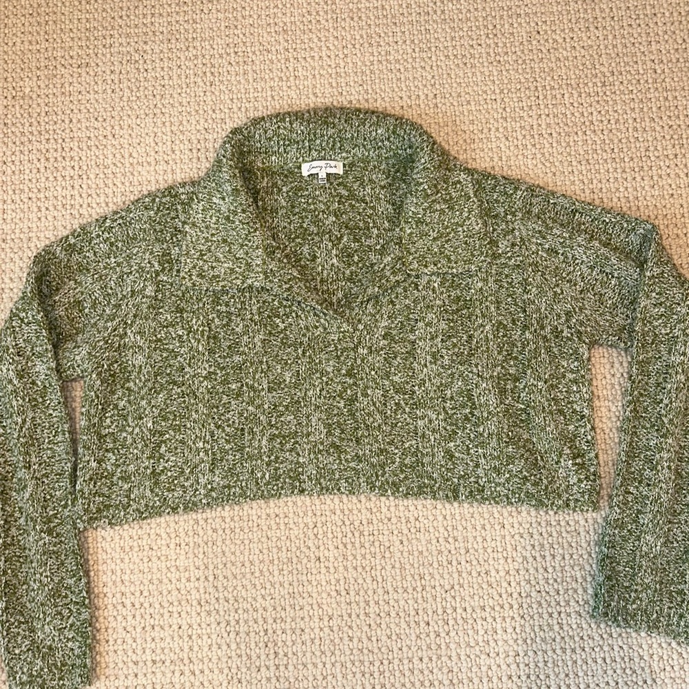 Green Knit Cropped Sweater